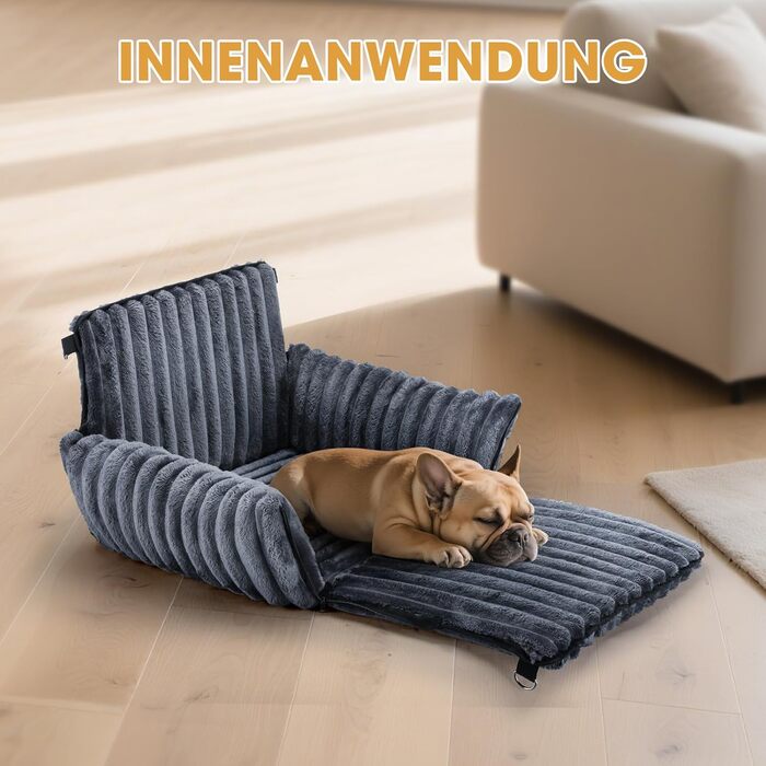 Автомобільне ліжко для собак MIXJOY: комфортне та безпечне місце для маленьких та середніх собак. Зручне кріплення, миється, з пам'яті-піни, сіре.