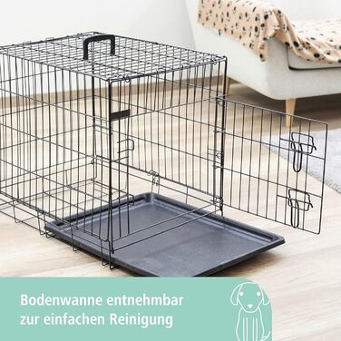 Складана металева транспортна клітка для тварин Kerbl Pet, 63×48×57 см, 1 дверцята, чорна