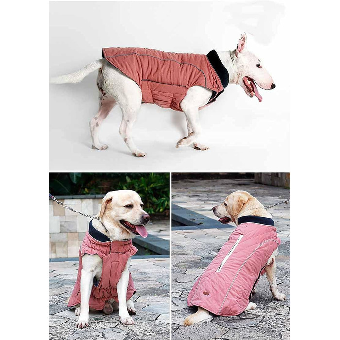 Зимова куртка для собак, теплий жилет для собак, термо-одяг для собак на відкритому повітрі, зручний теплий халат для собак, ретро-куртка для собак великих порід (рожевий, 3XL)