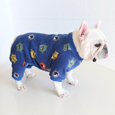 Теплий піжамний костюм для собак на осінь та зиму, темно-синій, розмір M (спинка 31-34 см)