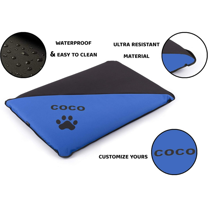 Водонепроникна лежанка для собак, миється, підходить для великих, середніх та маленьких собак, для дому та вулиці, міцна, блакитна (S, 75x50x6 см)