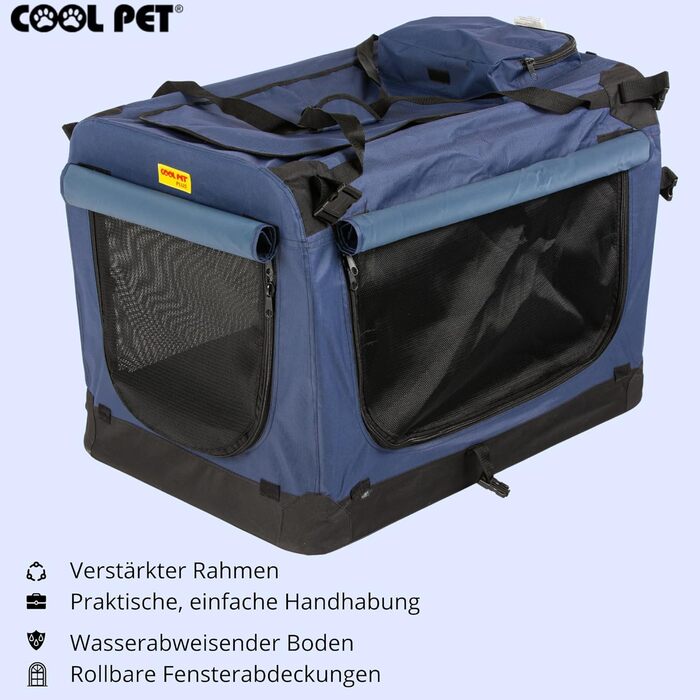 Переносна складана переноска для собак 91x64x64 см, блакитна