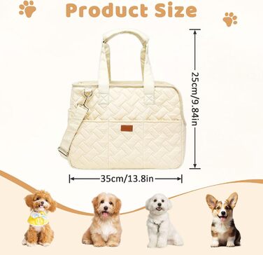 LCUHAVA Сумка-переноска для собак маленьких порід, до 5 кг, 41 x 30 x 18 см, складана, дихаюча, з ременем безпеки, для собак, кроликів, котів