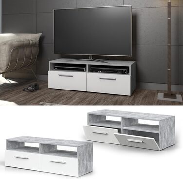 Тумба під телевізор Vicco Diego, білий глянець, 95x38 см, бетон