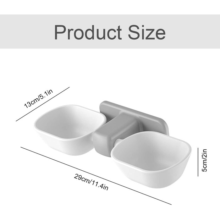 Двічі миска для котів, миски для котів, годівниця для котів на стіну, з піднятим тримачем, зменшує біль у шиї, знімні миски