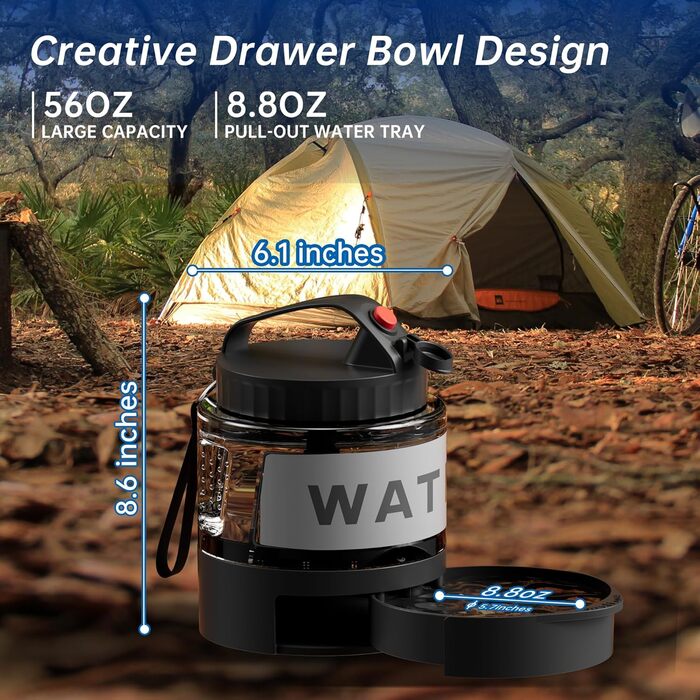 Водяна пляшка для собак, 1,5 л, портативна годівниця-поїльник для прогулянок, кемпінгу, парку для собак, подорожей на авто, туристична посудина, BPA-free, чорна