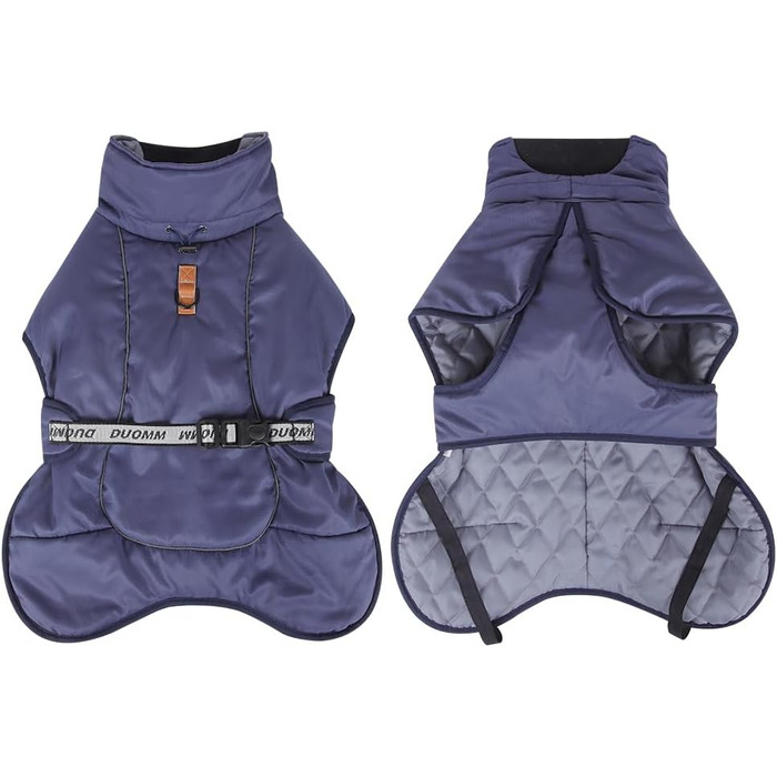 Водонепроникна тепла куртка-жилет для собак великих та середніх порід, захист від вітру, зимова, з отвором для шлейки, світловідбиваючі смуги (Морська синя, 6XL)