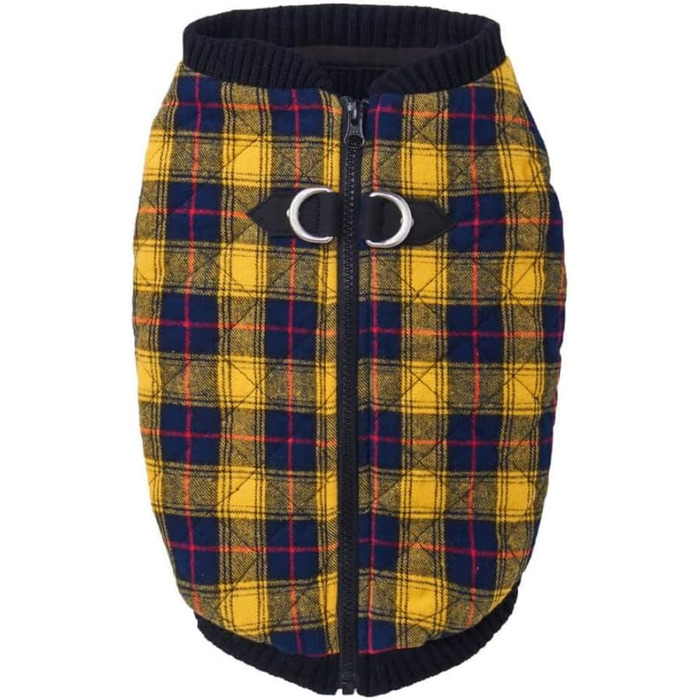 Жилет для собак Gooby Modish, степеневий, з еластичною зоною грудей, ромбовий візерунок, великий розмір (обхват грудей ~43.8 см), X-Large (обхват грудей ~52 см), жотий в клітинку.