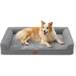 Ортопедичне ліжко для собак, диван для середніх та великих собак, неслизьке, миється, U-подібної форми, сірого кольору, 112,8 x 81,3 x 18,8 см