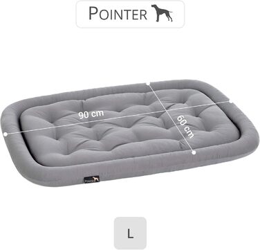 Ортопедична подушка-лежак для собак Pointer 90x60 см, середній розмір, світло-сіра, для дому та вулиці, прати до 95°C, без запаху, міцна, Німеччина