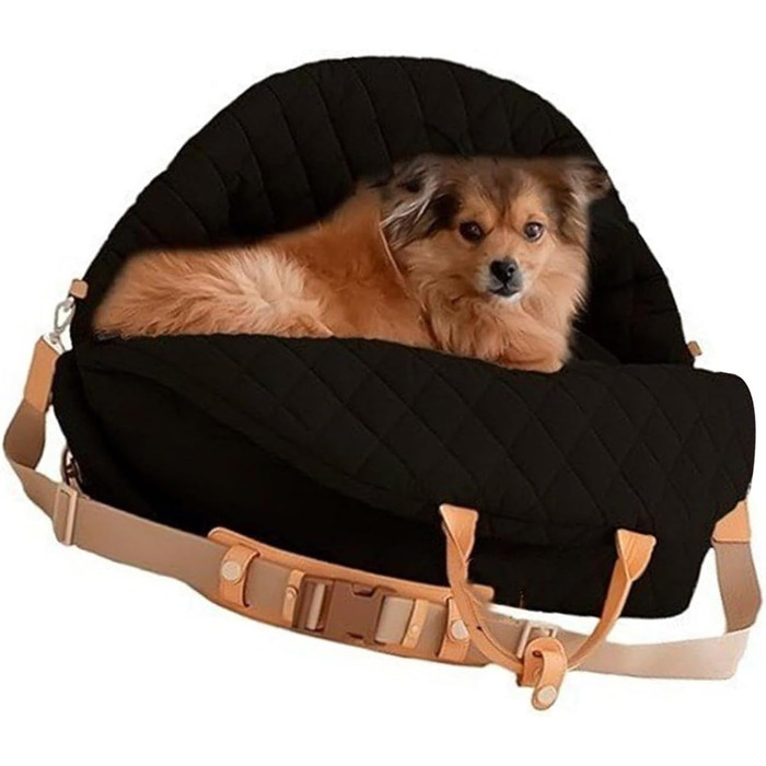 Міцна переноска для собак ZYHARUKO з кишенькою для зберігання, 3-сторонні кільця, неслизьке дно для автомобіля, подорожей, дому, зручна для подорожей (Чорний)