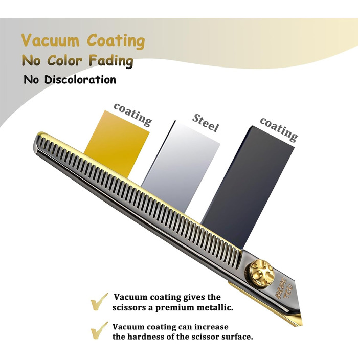 Професійна вигнута ножиці для грумінгу собак, 19.1 см, 440C сталь, чорний та золотий, з декоративним гвинтом