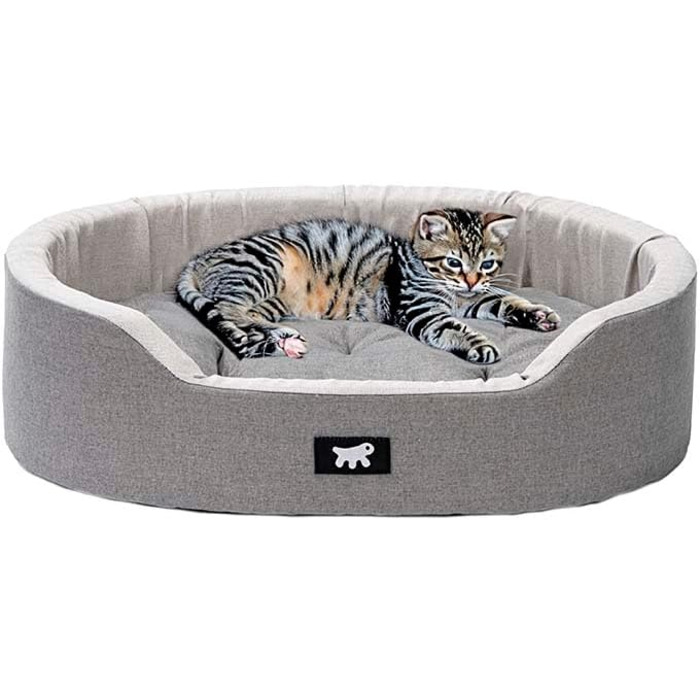Крісло-ліжко для собак Ferplast - м'яке ліжко для маленьких собак з антибактеріальним захистом, бавовна, 55 x 41 x 15 см, сірий колір