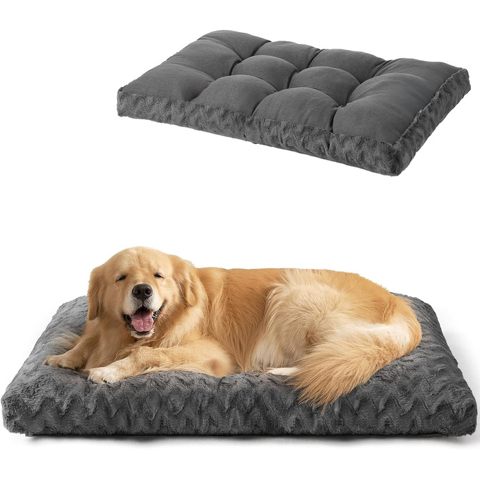 Килимок для собак великих порід EHEYCIGA, 104x68 см, XL, штучне хутро та льон, темно-сірий
