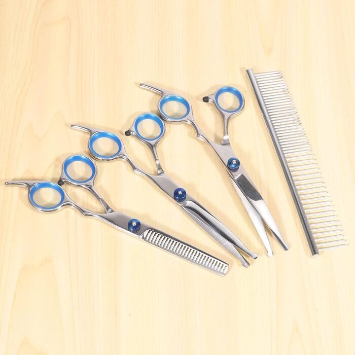 Набір для догляду за шерстю собак: ножиці для розрідження та гребінець для собак та котів