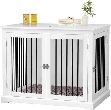 Клітка для собак HOLTICO, чорна (L) з подушкою, для дому, клітка-меблі, закривається