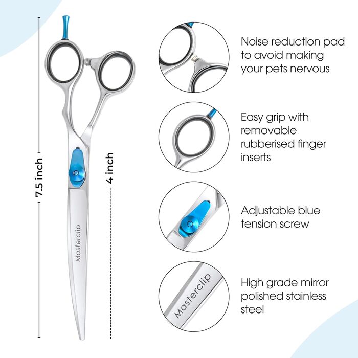 Професійна вигнута ножиця Masterclip Essentials для перукарів (19,1 см), нержавіюча сталь, для правшів