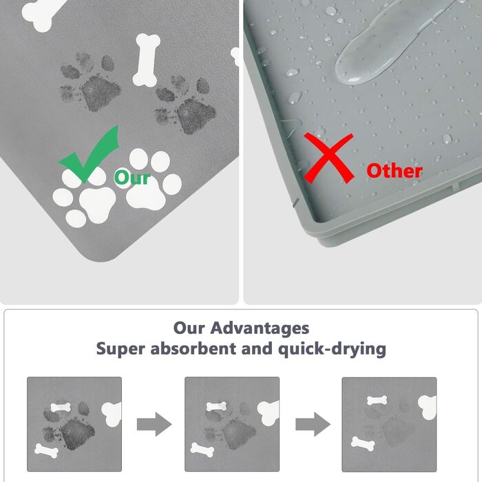 Килимок для собак та котів Lurowo, швидковисихаючий, надпоглинутий, миючий, з антиковзаючим покриттям, 40 x 60 см, дизайн 