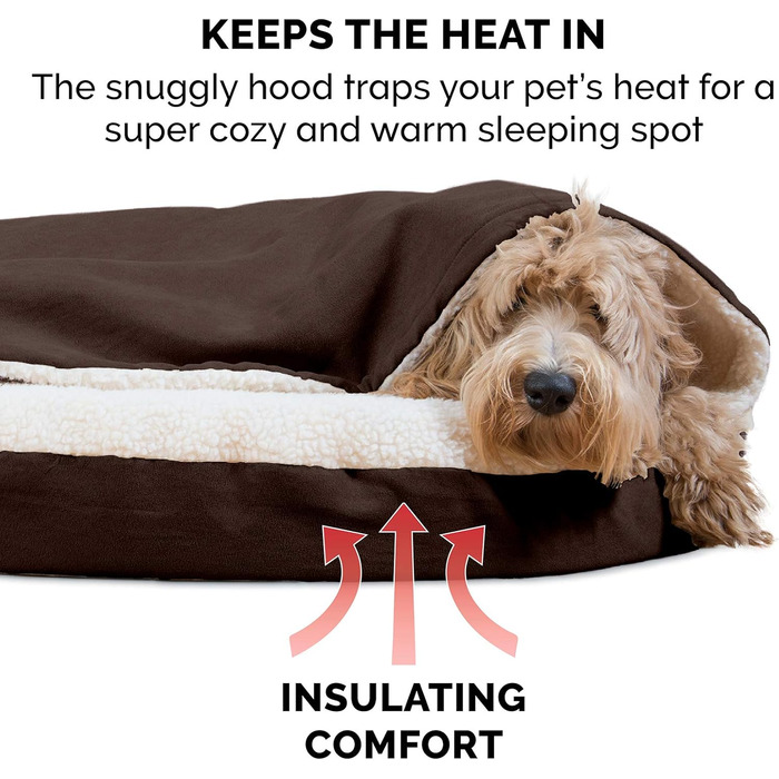 Кругле собаче ліжко Furhaven з memory foam, 89 см, для великих та середніх собак, знімний, пральний чохол, Sherpa & Suede Snuggery, Espresso