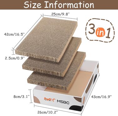 Набір з 3 кігтеточок для котів Happy Hachi з котячою м'ятою, міцний двосторонній когтеточний борд, ліжко, меблі для захисту