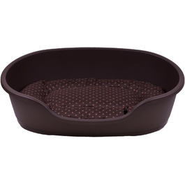 Корзина для собак Adena, 58 x 38 см, коричнева + подушка з прикрасою у вигляді крапок, коричнева, 58 x 38 x 20 см