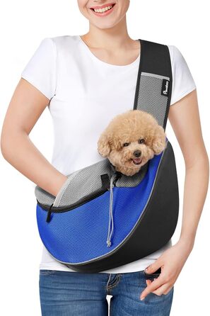 Сумка-переноска для собак Pawaboo M, синя, з віконцем для дотику, регульована, для подорожей і прогулянок