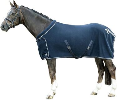 Флісова стібленяча попона HKM 7224 з коміром для коней, стійлова та вигульна ковдра (165 см, темно-червона)
