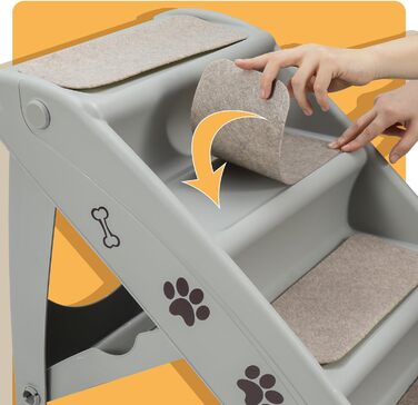 Сходинка для собак Vigevee: складана, 4 ступені, 48.5 см, до 75 кг, з антиковзним покриттям для собак та котів