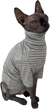 Футболка для котів Sphynx, бавовна, смугаста, з рукавами, для безшерстих порід (жовта, M)