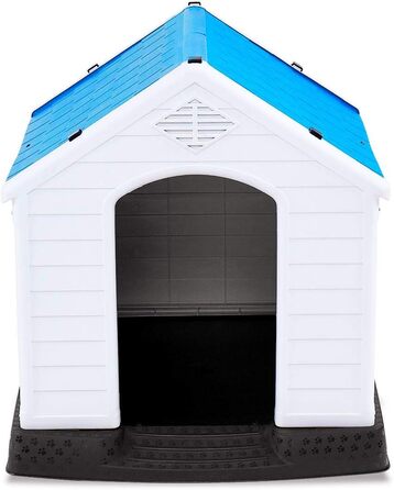 Будка для собак DREAMADE з пластику, вологостійка, для внутрішнього та зовнішнього використання, з піднятою платформою