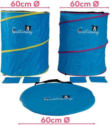 Баррель для аджиліті Calliway Hoopers – 2 шт. (Блакитний) | Легкий, стабільний, з можливістю обважнення | З сумкою для перенесення | Для аджиліті-тренувань собак