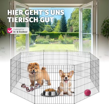 Вольєр Tectake® з захисним сітком, секційна огорожа, розкладна та розширювана, для дрібних тварин, кроликів, як загородження для собак, собачий вольєр, для цуценят, вольєр для кроликів, вуличний вольєр, діаметр 145 см, чорний