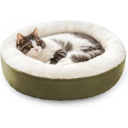 Кругле ліжко для котів та маленьких собак Love's Cabin, 50.8 см, оливковий колір, водонепроникне, миється