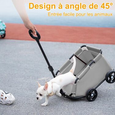 Дитяча коляска 3 в 1 для собак та котів, складний тролей для домашніх тварин з 4 EVA-колесами, сірим кольором (51 x 35 x 31 см)