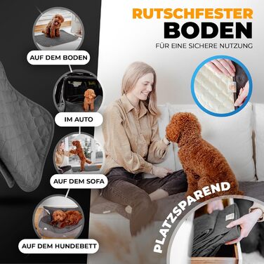 Водонепроникний килимок для собак - міцний килимок для захисту дивану та ліжка - нековзкий килимок для собак, підходить для великих собак - можна прати в пральній машині - 100 x 80 см - сірий