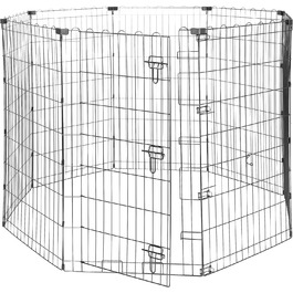Клітка-бігове колесо для собак та інших домашніх тварин Amazon Basics, металева, складна, з дверцятами, 91 см, чорна (107 см у висоту)