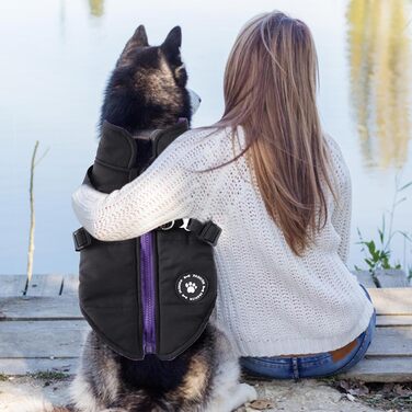 Тепла куртка для собак на блискавці, чорна, розмір S: двостороння, водонепроникна, вітрозахисна | Куртка для собак