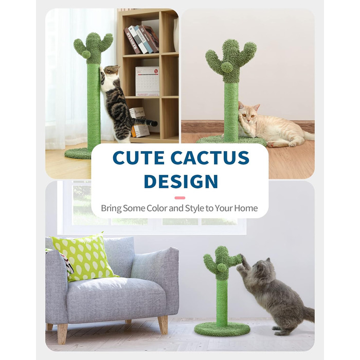Дряпка для котів Made4Pets Кактус 55,1 см, з натурального сизалю, для кошенят, з іграшками, для дому