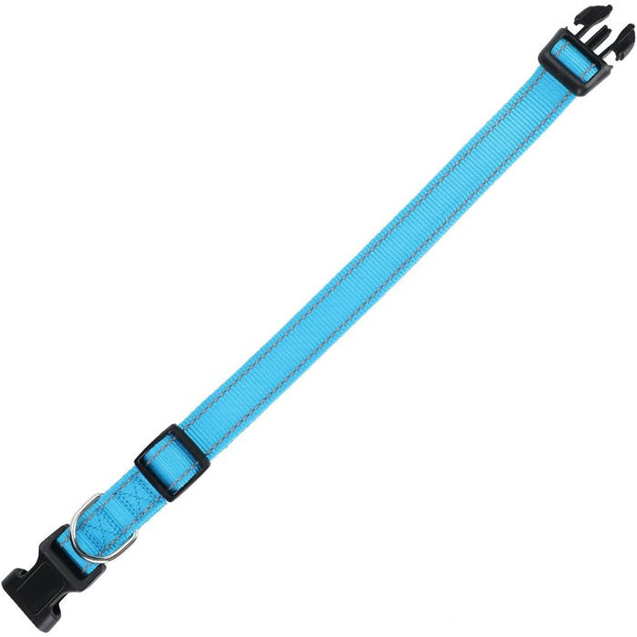 Нашийник для собак Türki з нейлону, з гравіюванням, світловідбиваючий, для великих, середніх та маленьких собак (S, блакитний)