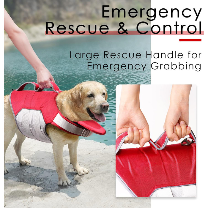 Жилет рятувальний для собак ThinkPet, XL, червоний, регульований, світловідбиваючий