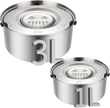 Миска для собак без облизування 3L+1L, миска для пиття без розбризкування, миска для собак з нержавіючої сталі 304 з неслизьким дном, миска для собак, безпечна від протікання, придатна для миття в посудомийній машині