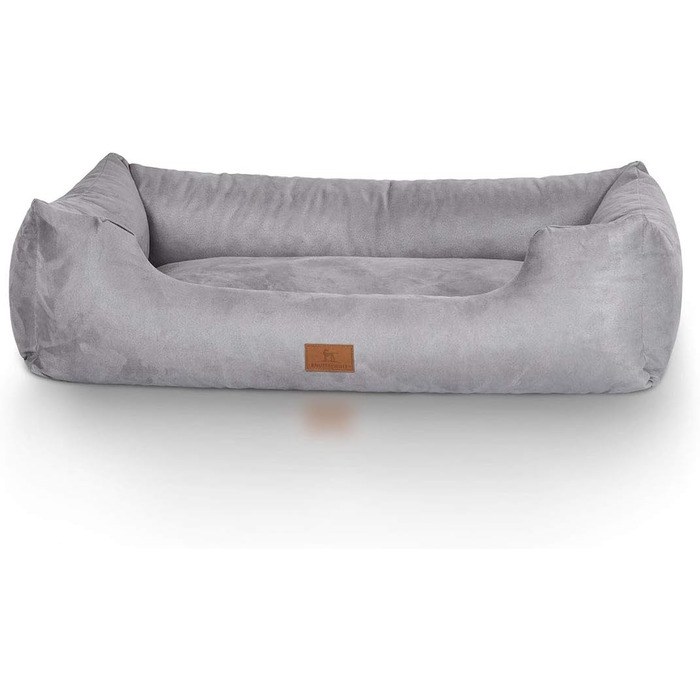 Кнуффельвуфф лежанка для собак Dreamline з велюру XXL, 120 x 85 см, сіра - знімний чохол - легко мити - для великих, середніх та маленьких собак, сірий, L 120 x B 85 x H 25 см