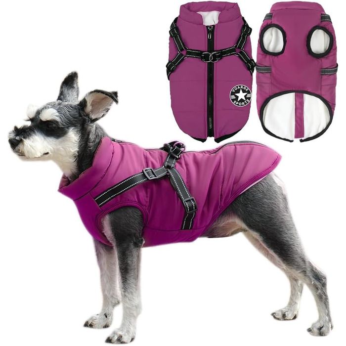 Водонепроникний теплий жилет для собак - теплий одяг для маленьких собак з D-порогом (фіолетовий, 2XL)