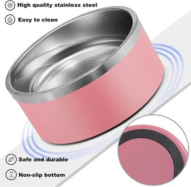 Персоналізований миска для собак та котів - нержавіюча сталева годівниця з іменем, протиковзна миска для собак та котів, поїльник для води (рожевий)