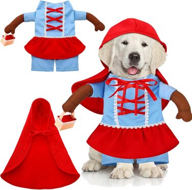 Костюм для собак Huhumy Rotkäppchen на Halloween, милий, кумедний косплей, одяг для собак маленьких, середніх та великих (S, Neck Length:11.8', Chest Girth:16.9')