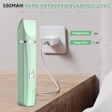 Машина для стрижки собак та котів 4-в-1, з 4 насадками, триммер для лап, точилка для кігтів, вологостійка, для тіла, обличчя, зеленого кольору