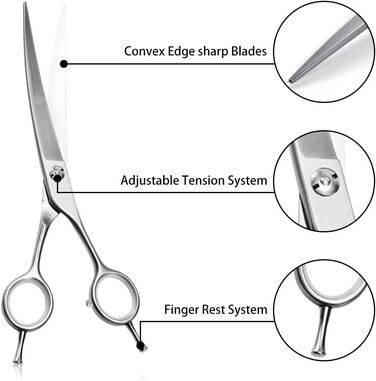 Ножиці для грумінгу собак та котів DONGKER, 7 дюймів, нержавіюча сталь