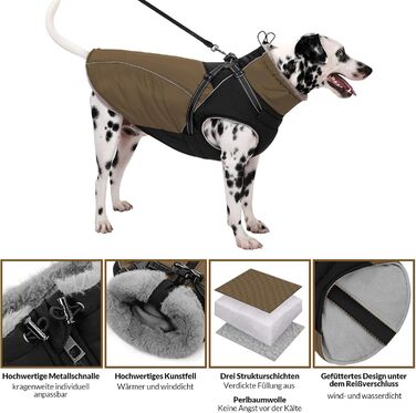 Зимовий теплий водонепроникний теплий одяг для собак Konvinit, розмір L, колір коричневий (обхват грудей 62 см)