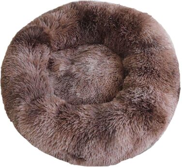 М'яке ліжко-подушка у вигляді пончика для собак та котів, заспокоює тривогу, антиковзаюче дно, XL 70 см, коричневий колір з градієнтом