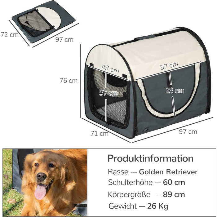 PawHut переносна переносна клітка для собак, транспортна коробка для тварин, 5 розмірів (темно-сірий, L)